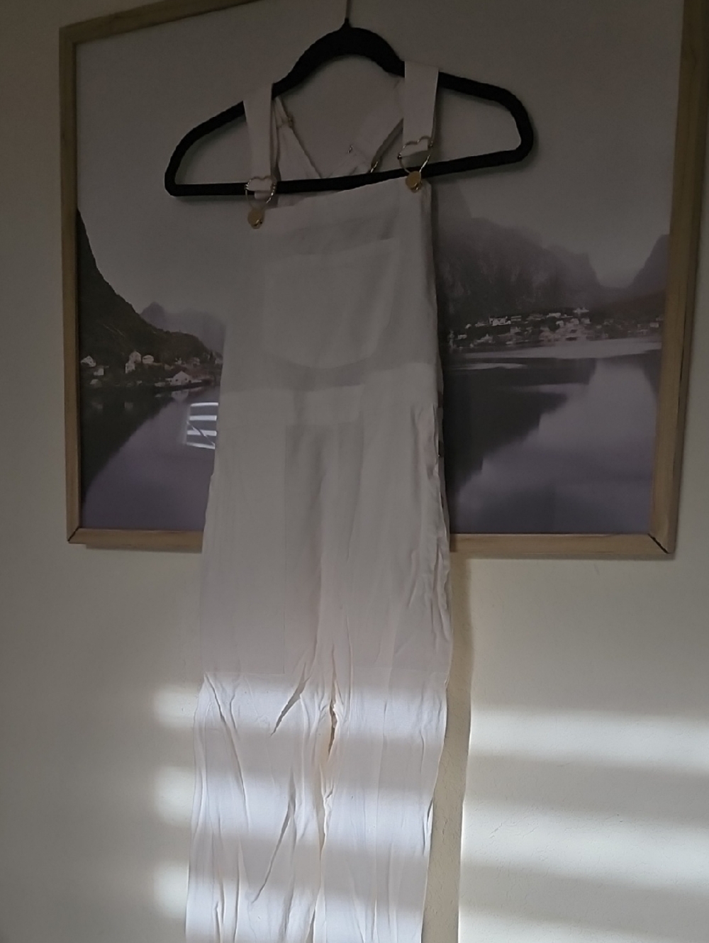 Stoney Clover Lane White Linen-Blend Dungaree Jumpsuit